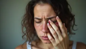 A realistic photo of a person experiencing selenosis, with visible skin redness and discomfort, illustrating the risks of excess selenium intake and selenium toxicity.